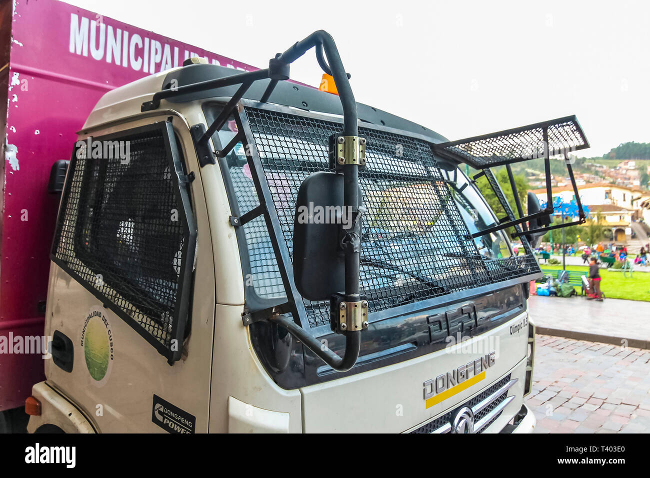 Cusco, Peru - Jan 2015: China made Dongfeng truck with windscreen and ...
