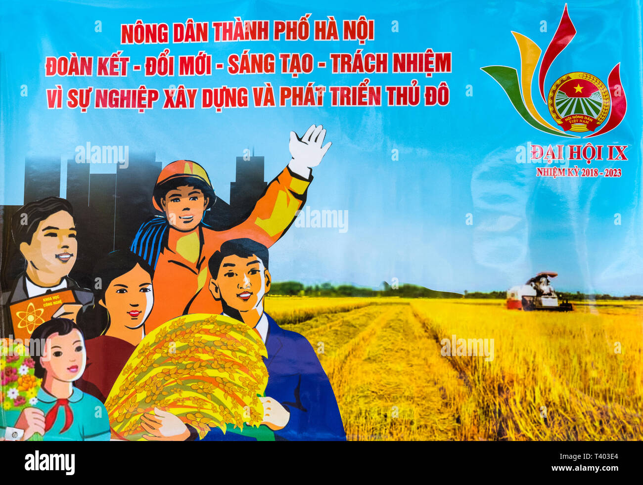 A communist propaganda poster, Hanoi, Vietnam Stock Photo