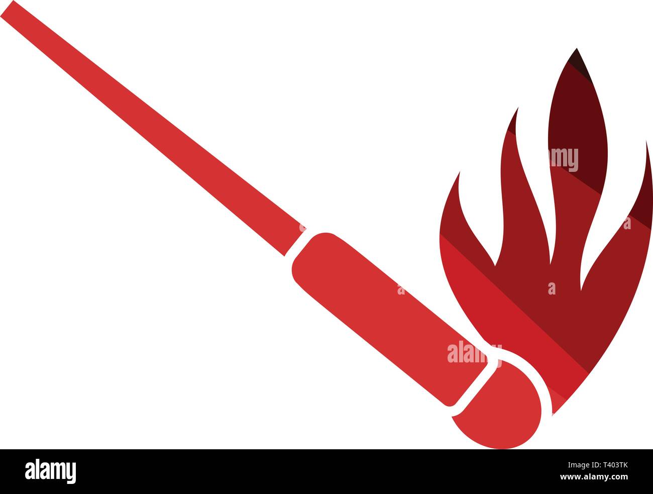 Burning matchstik icon. Flat color design. Vector illustration. Stock Vector
