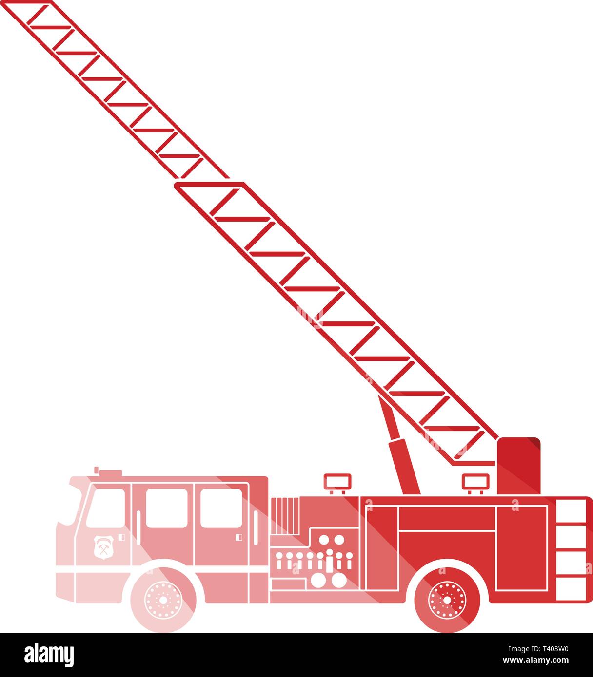 Fire service truck icon. Flat color design. Vector illustration Stock ...