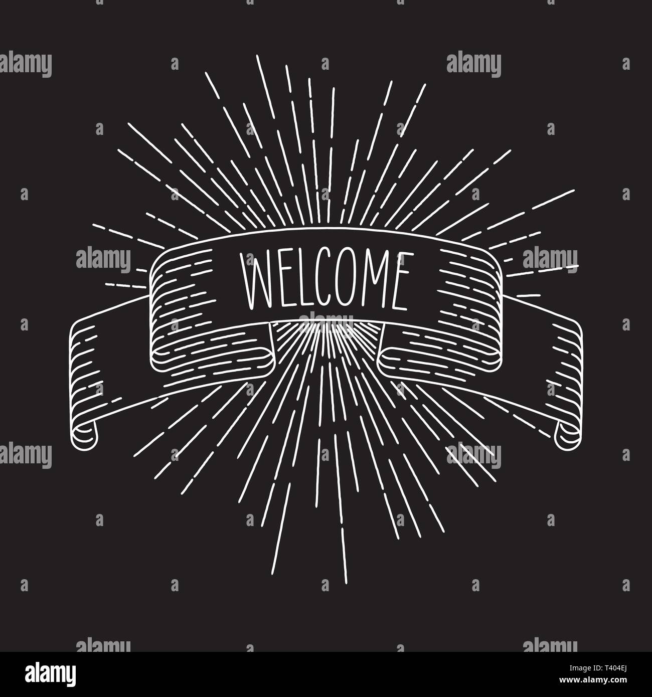 Welcome Banner Ribbon Banner In Vintage Look With Word Welcome