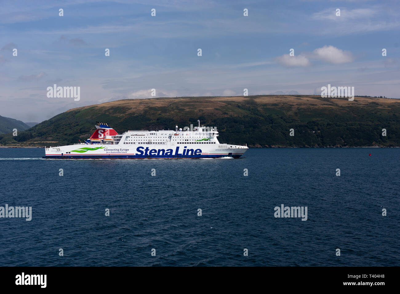 Stena Line ferry approaching Cairnryan near Stranraer Stock Photo