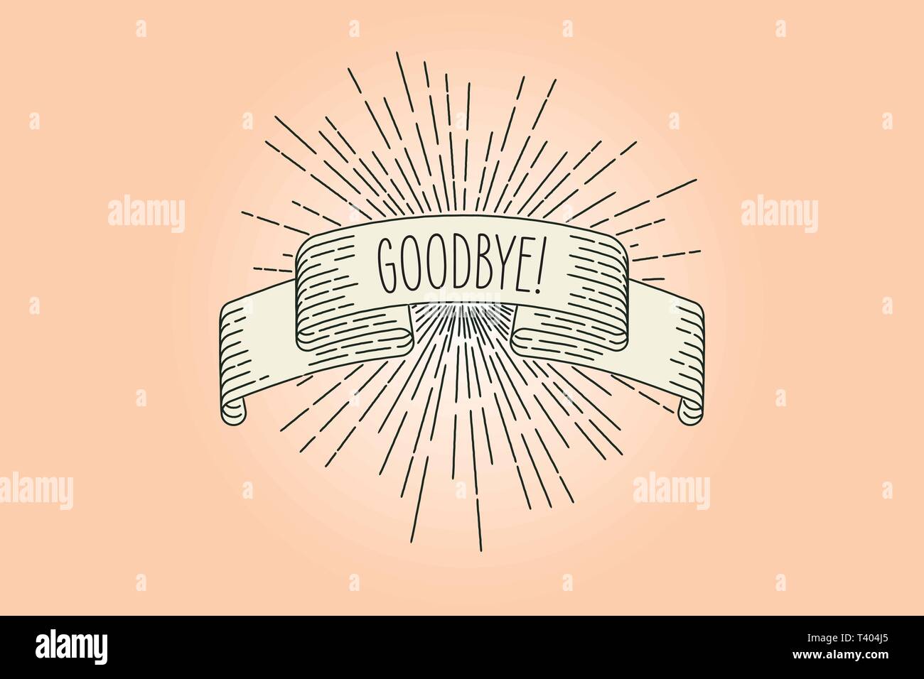 goodbye banner. farewell ribbon banner greeting card in