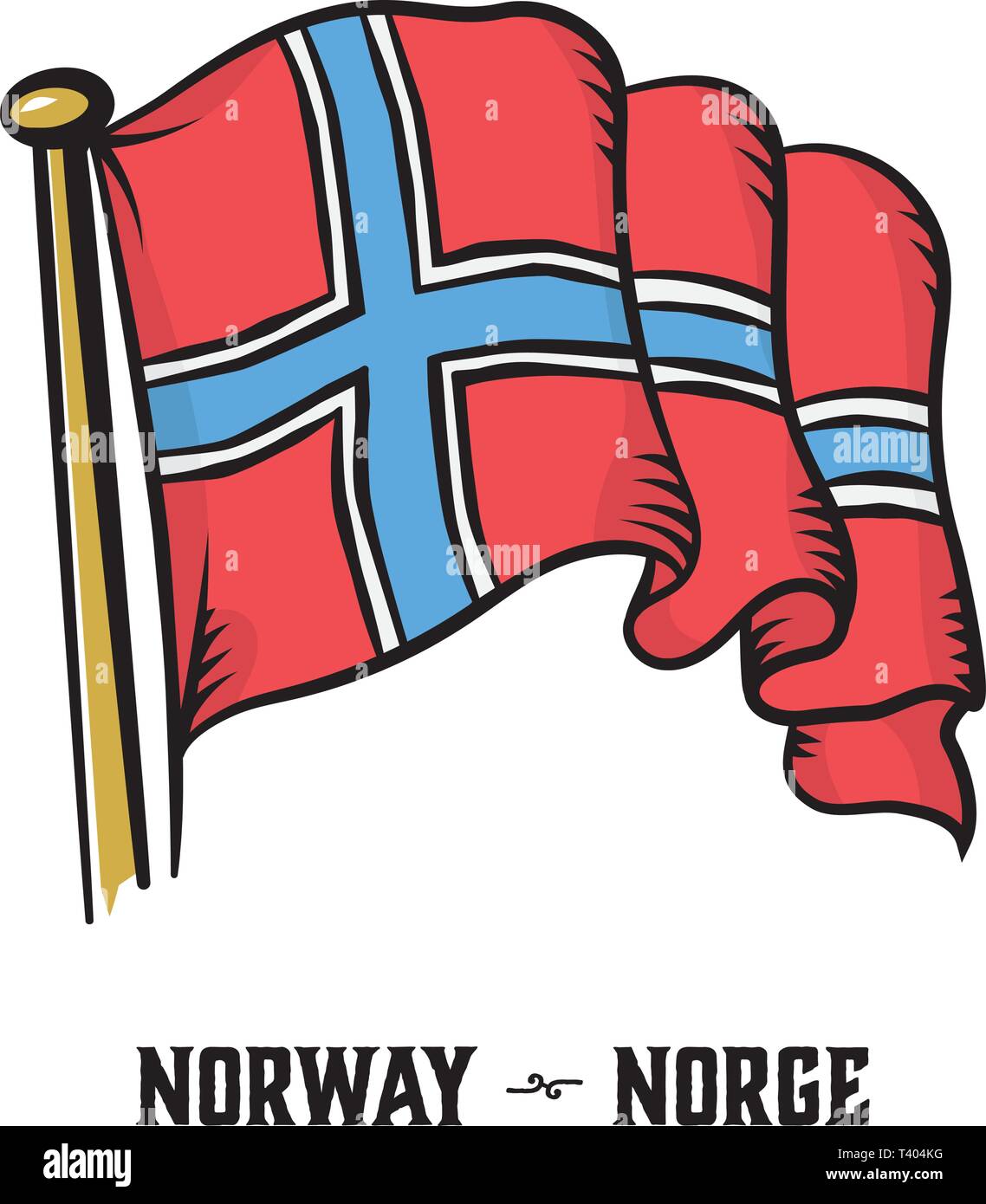 Vintage engraving style Norway flag vector illustration Stock Vector