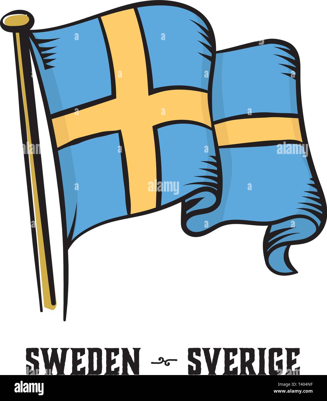 Vintage engraved style isolated Sweden flag vector illustration Stock Vector