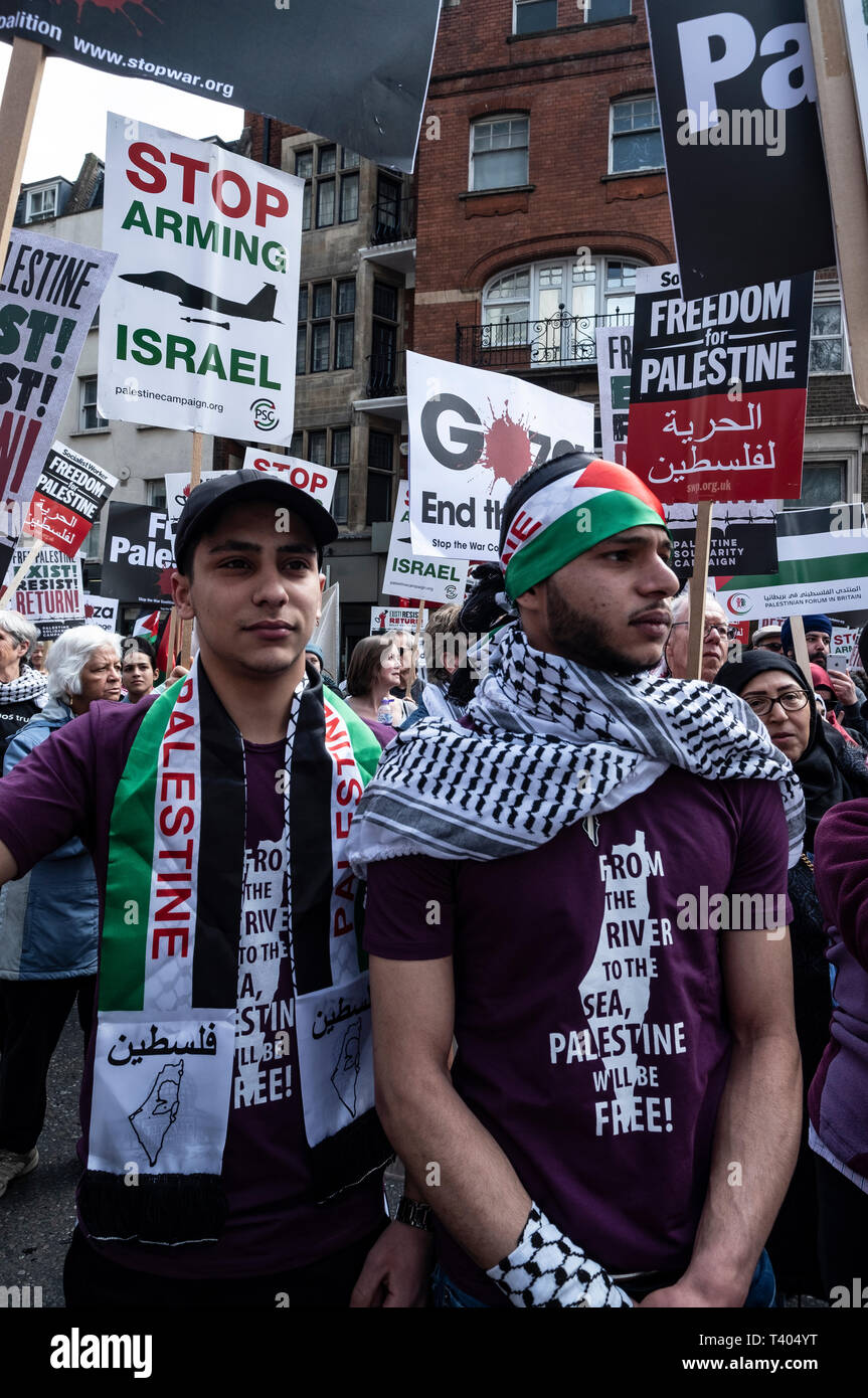 Rally for Palestine outside the Israeli Embassy: Exist,Resist, Return. A global call for solidarity on the 1st anniversary of the start of the Great Return March. Stock Photo