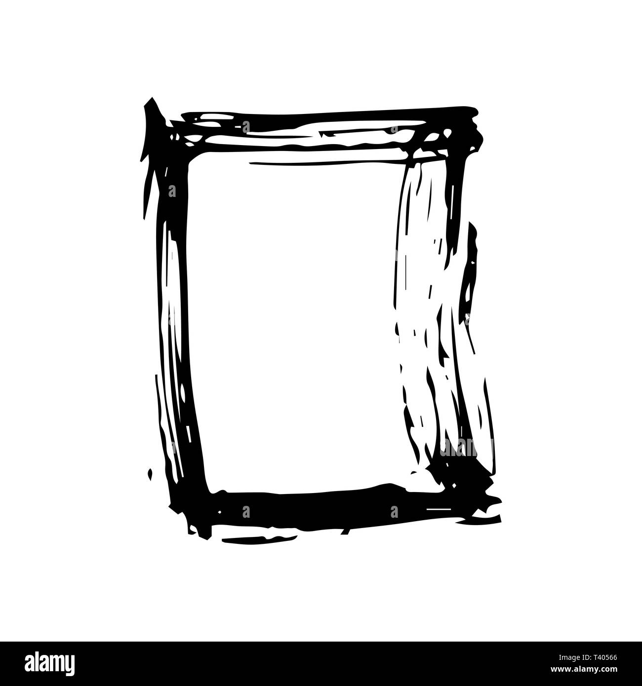 Rough Hand Drawn Square Black Isolated Frame. Paintbrush Border, Vector ...