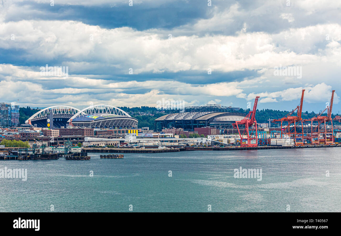 SEATTLE, WASHINGTON - May 19, 2016: Since the mid 90s, Seattle has experienced huge growth in the cruise industry as a departure point for Alaska crui Stock Photo