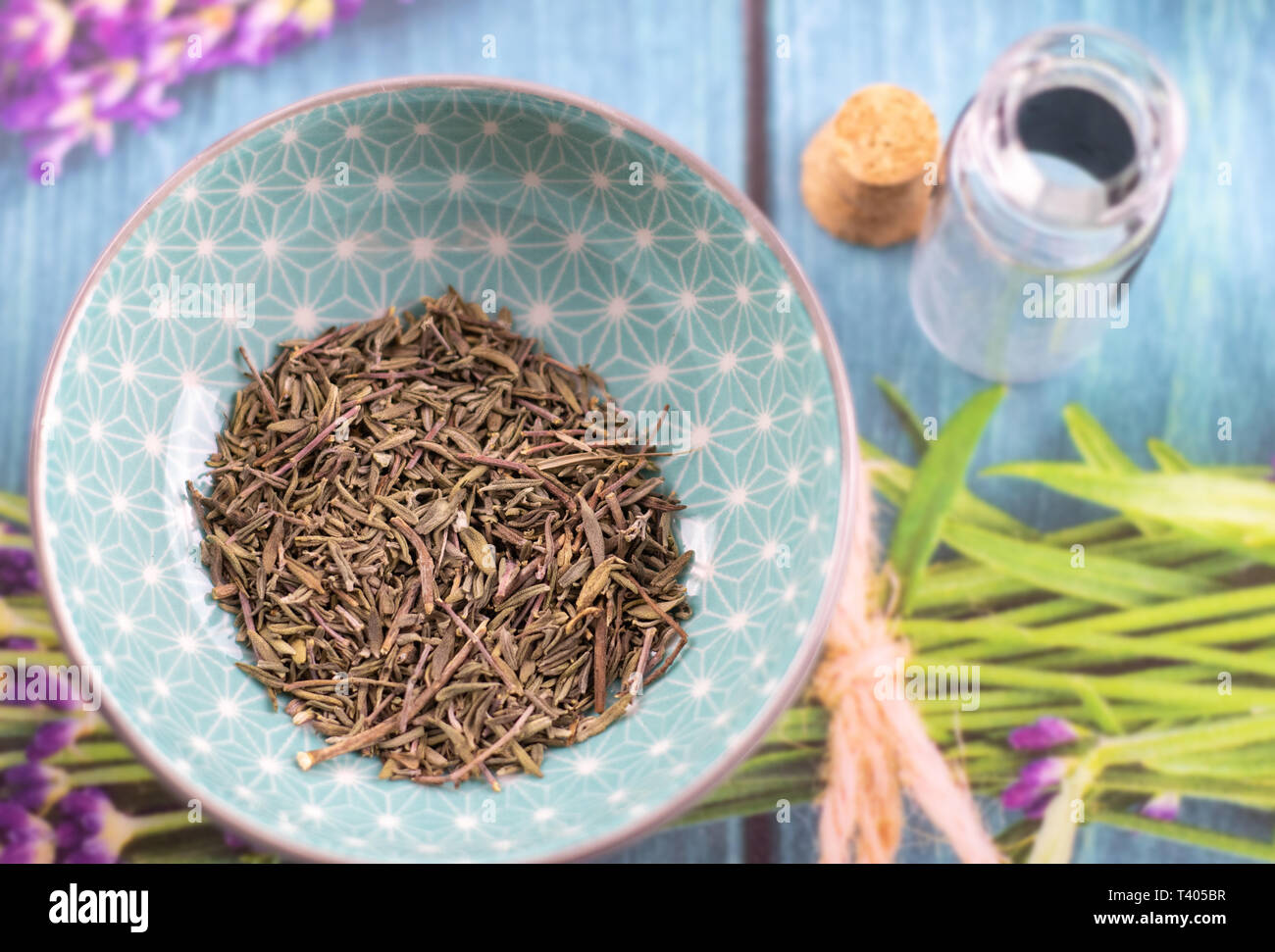 thyme dried herbs detail Stock Photo