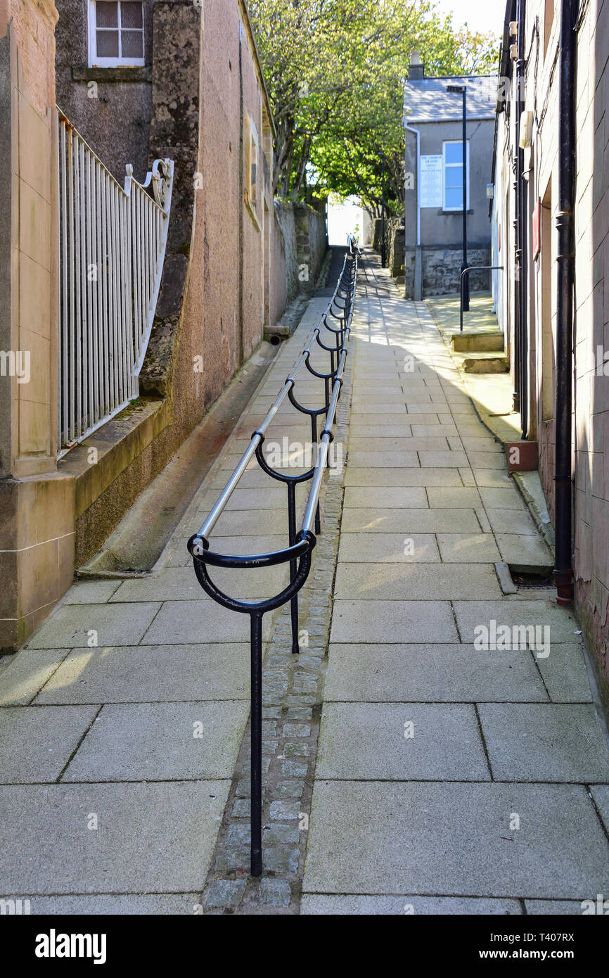 Steep narrow street in Lerwick, Shetland, Northern Isles, Scotland, United Kingdom Stock Photo