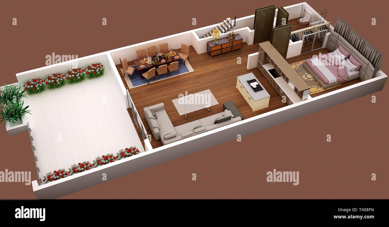 3d render apartment floor plan Stock Photo