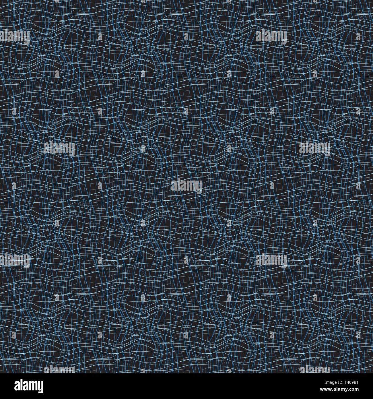 Vector seamless pattern with wavy drawn lines on a black background ...