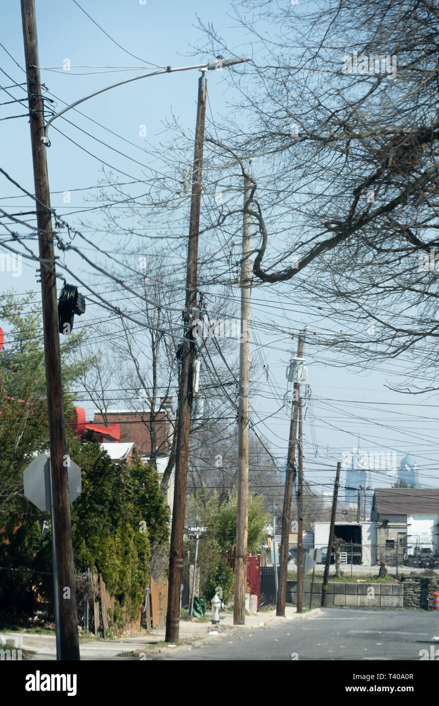 view of Philadelphia downtown from the town of Lansdowne PA, west of Philadelphia Stock Photo