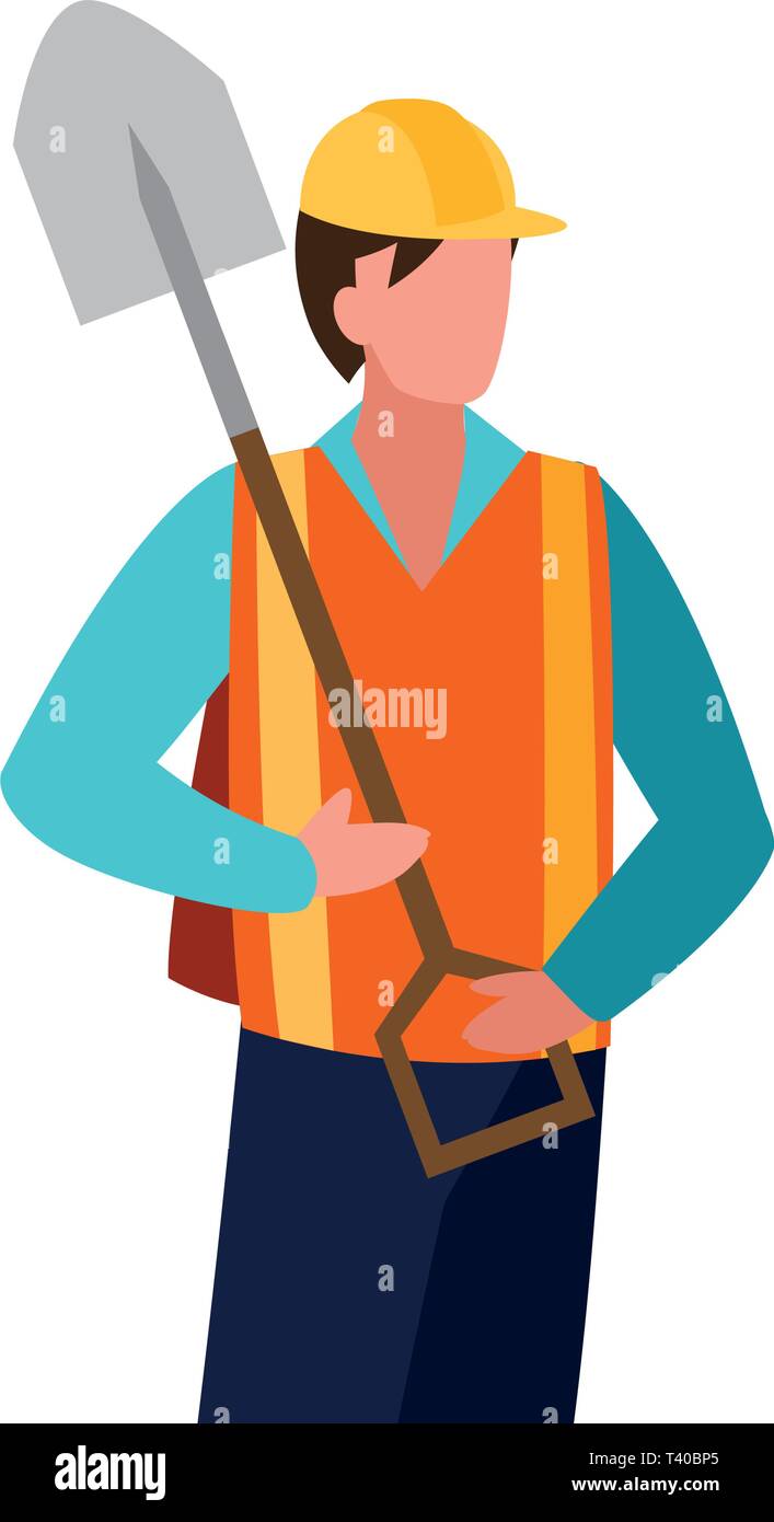 builder construction worker with shovel vector illustration design ...
