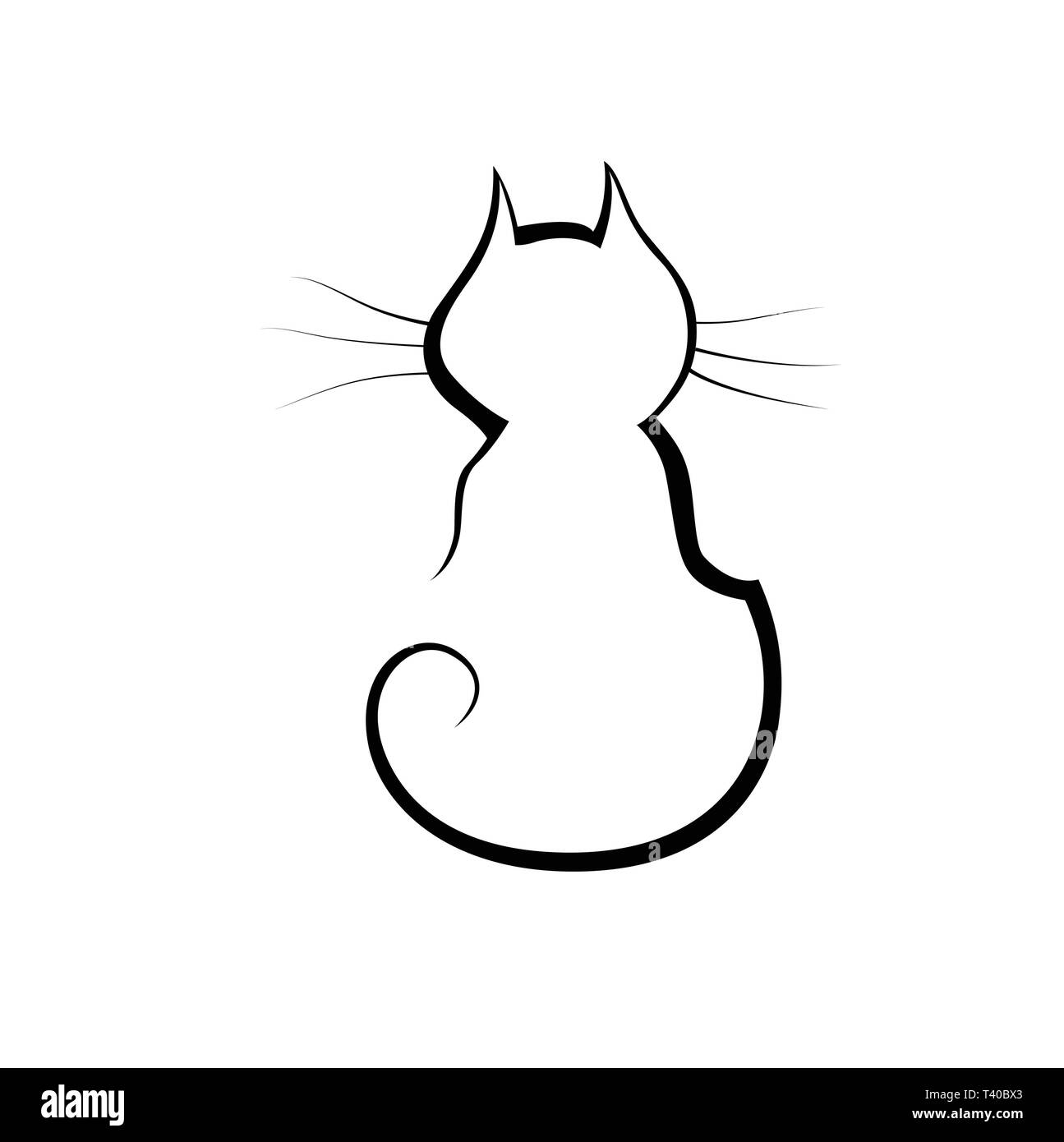 Cat line icon little cute pet vector Stock Vector