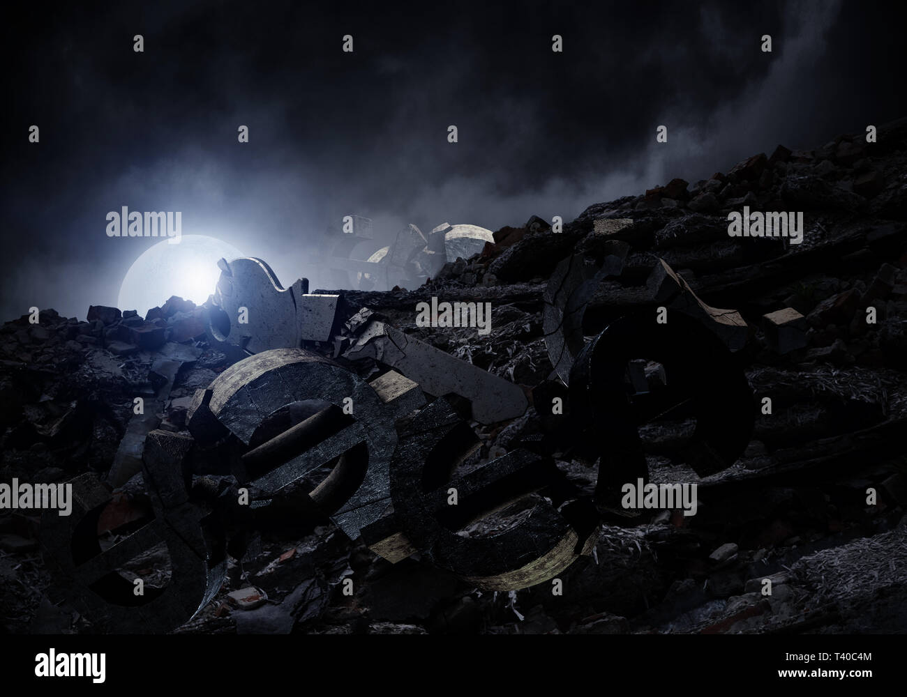 Dark grunge background with full moon Stock Photo Alamy