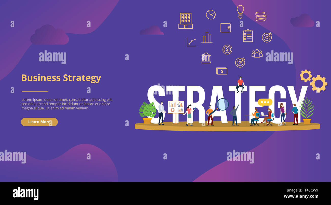 business strategy concept big text with people for website template ...