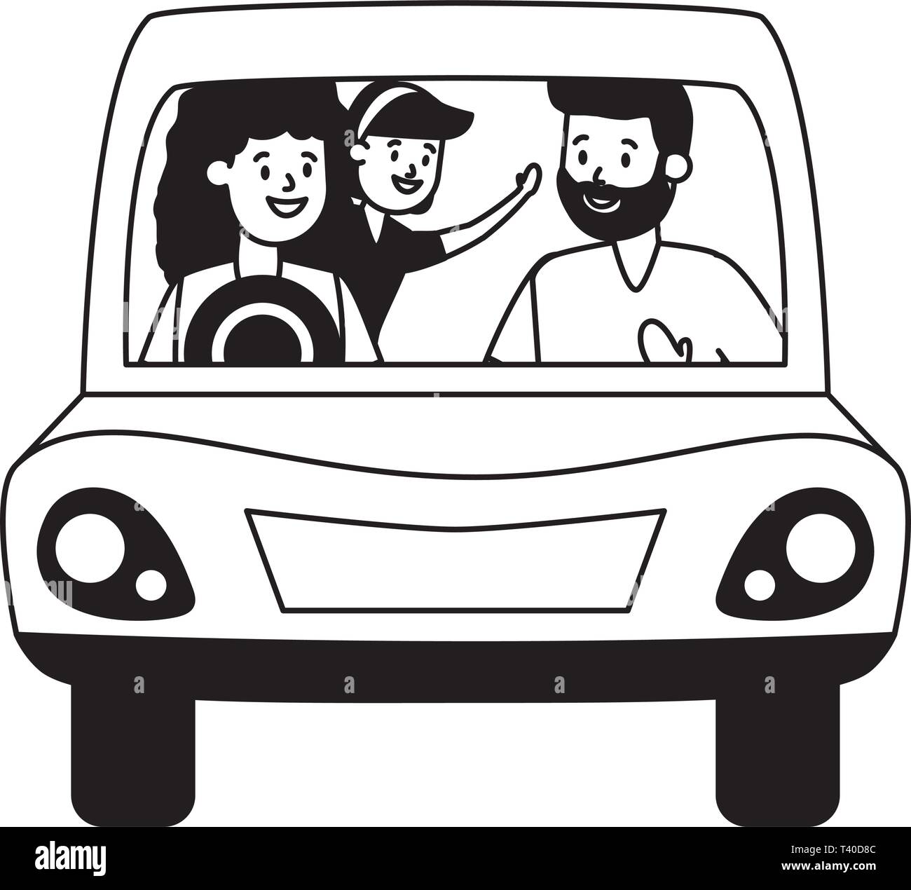 family in the car Stock Vector Image & Art - Alamy