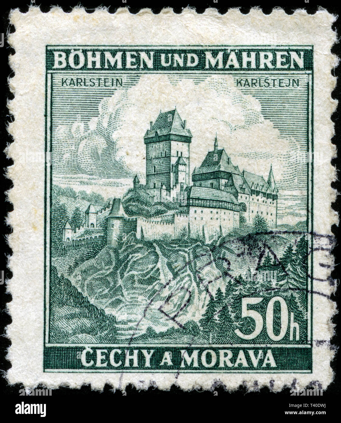 Postage stamp from Bohemia and Moravia in the Landscapes series issued in 1939 Stock Photo