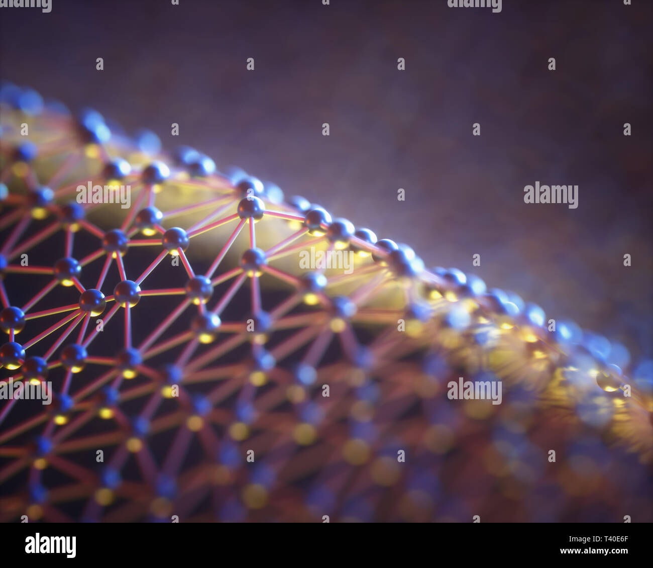 Concept image of an organic cell structure. Structure in lines and nodes representing molecular connections. Stock Photo