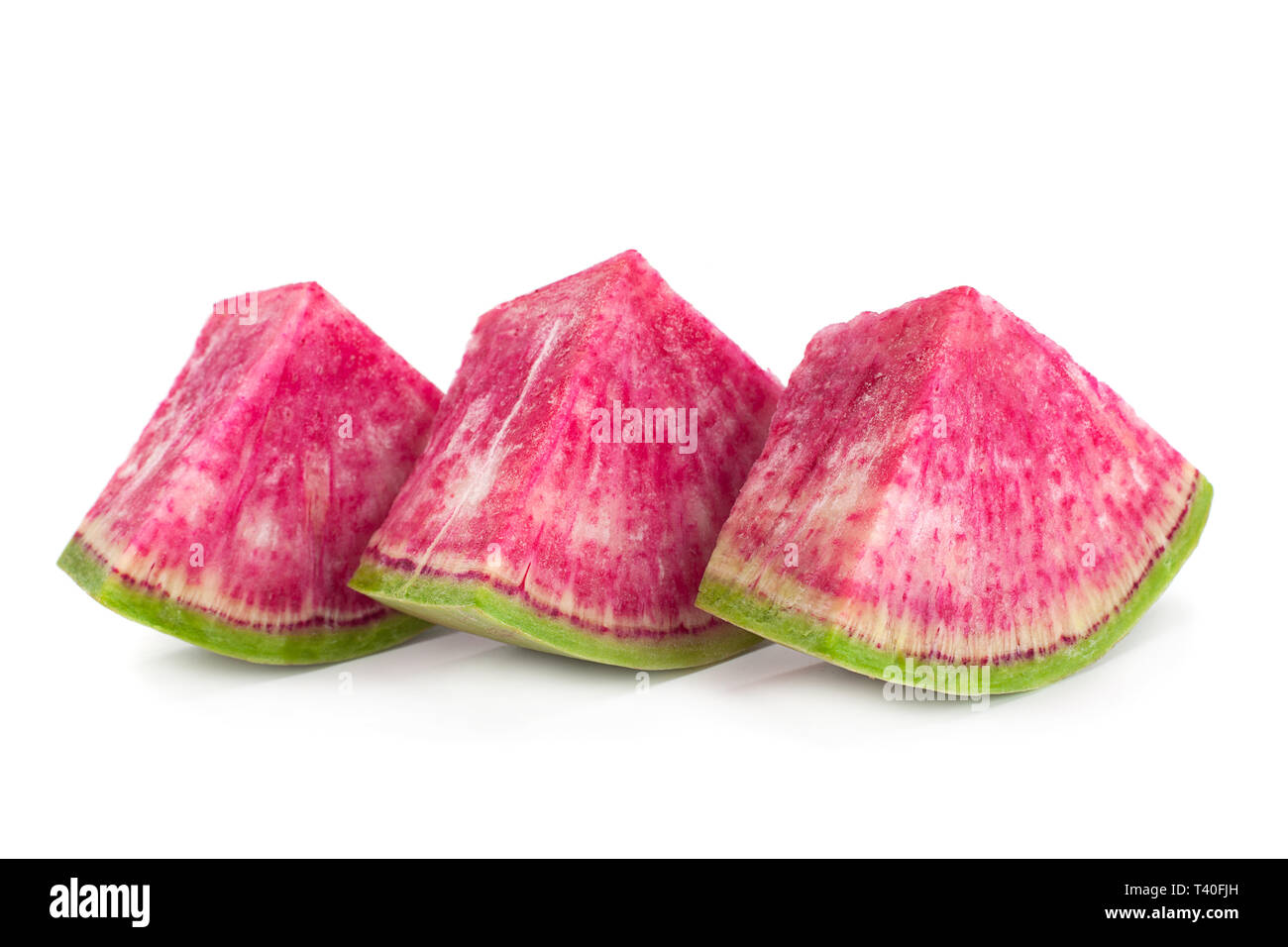 Watermelon radish closeup isolated on white background Stock Photo