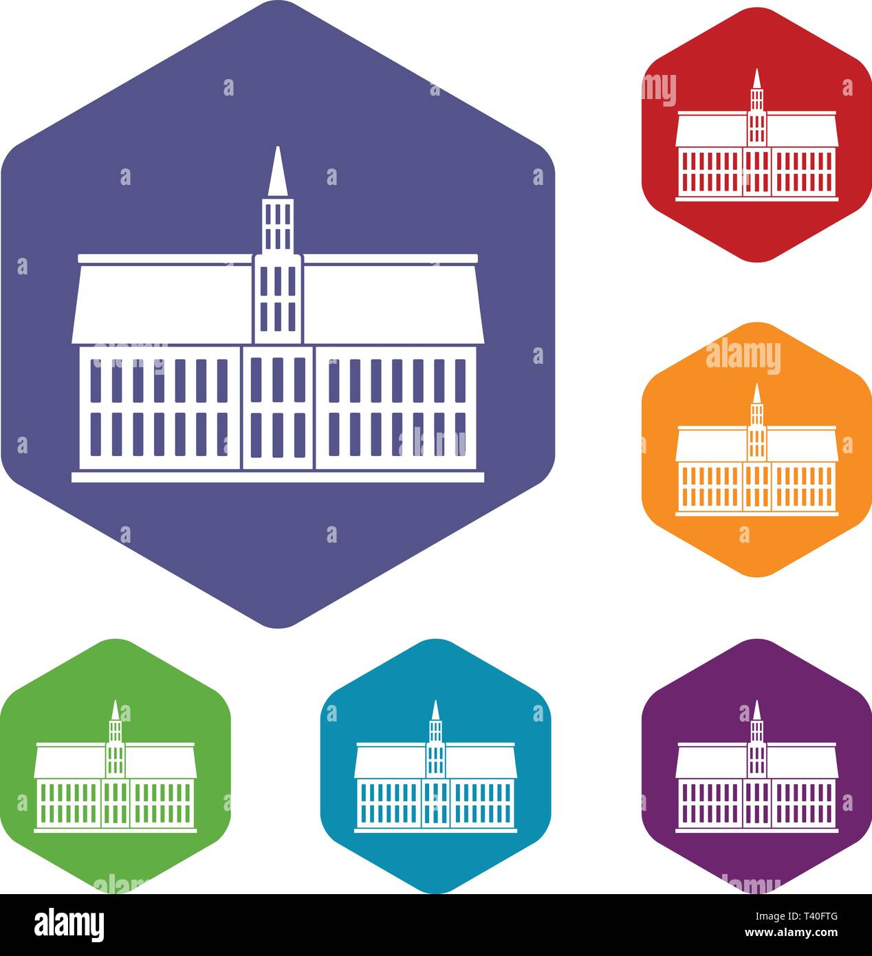 Building icons vector hexahedron Stock Vector