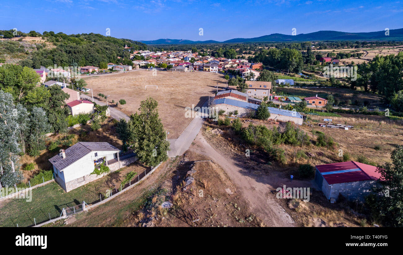 Drone view of small village of Pobladura de Aliste Stock Photo Alamy