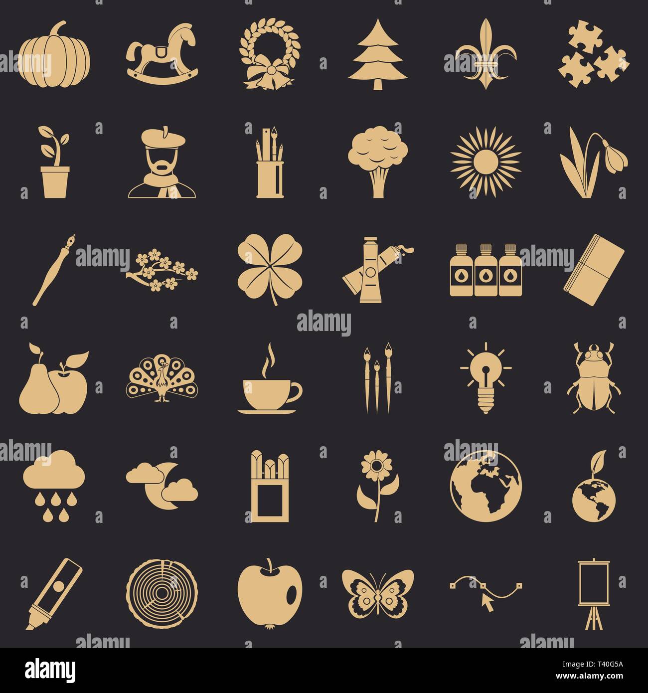 Ecology art icons set, simple style Stock Vector Image & Art - Alamy