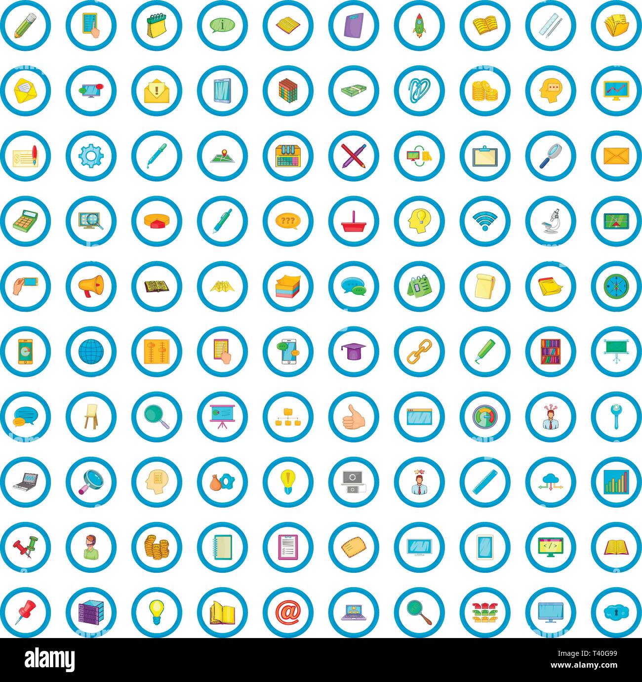 100 statistic data icons set, cartoon style Stock Vector Image & Art ...