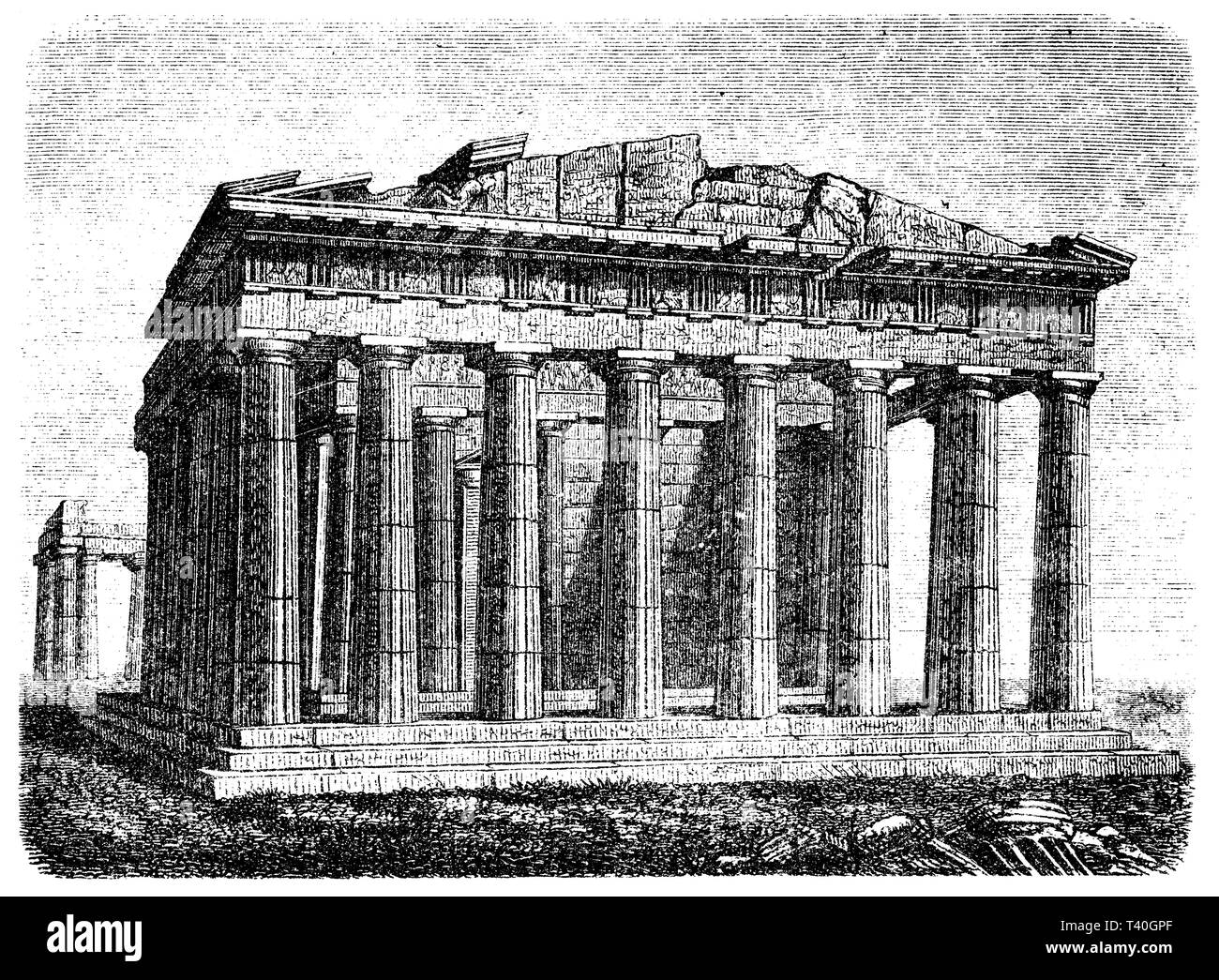Parthenon on the Acropolis of Athens,   1882 Stock Photo
