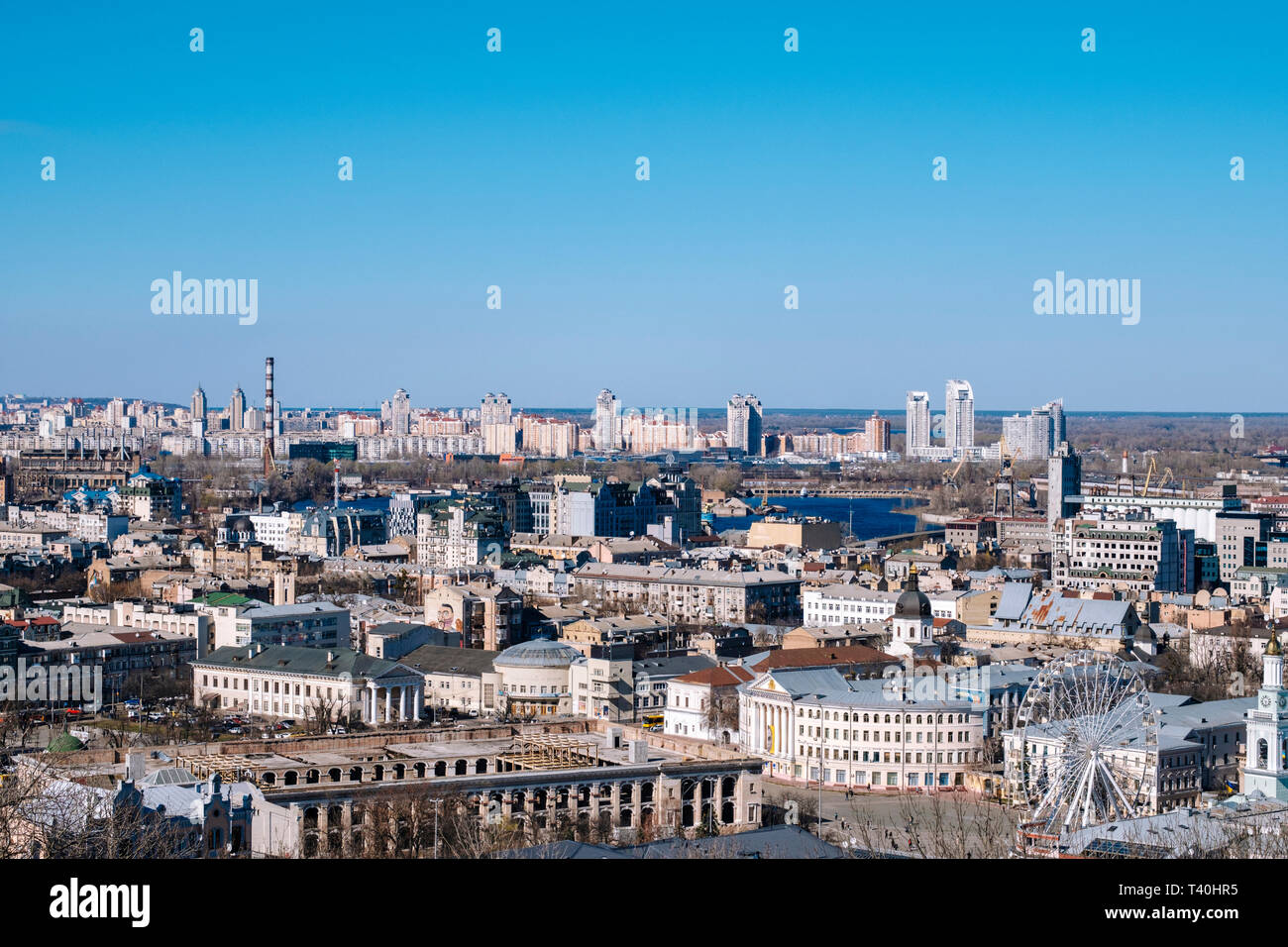 Kiev cityscape view from Andriyivskyy Descent Stock Photo