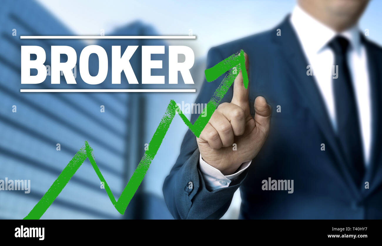 Broker concept is shown by businessman. Stock Photo