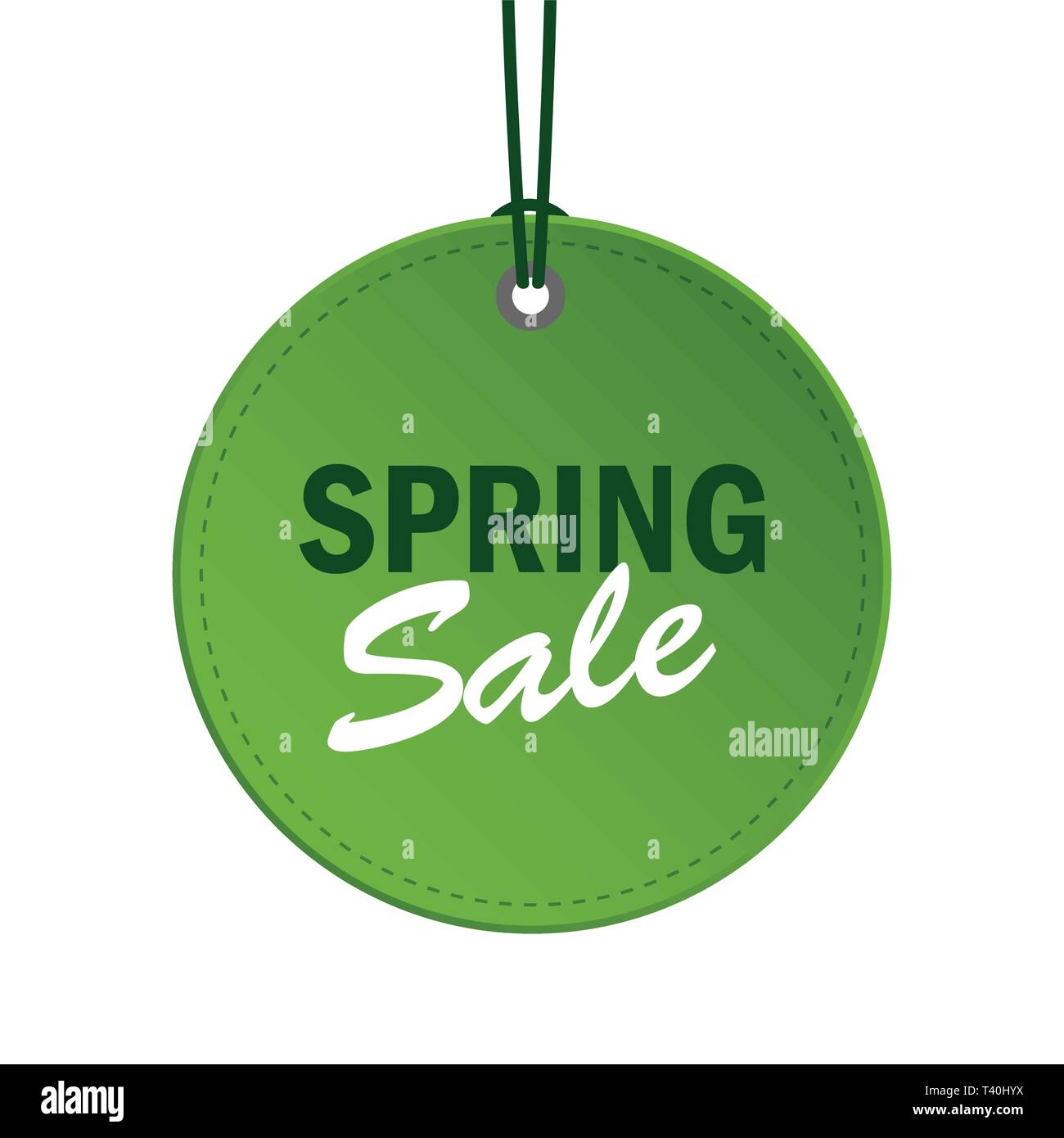 spring sale green round hanging label isolated on white background vector illustration EPS10 Stock Vector