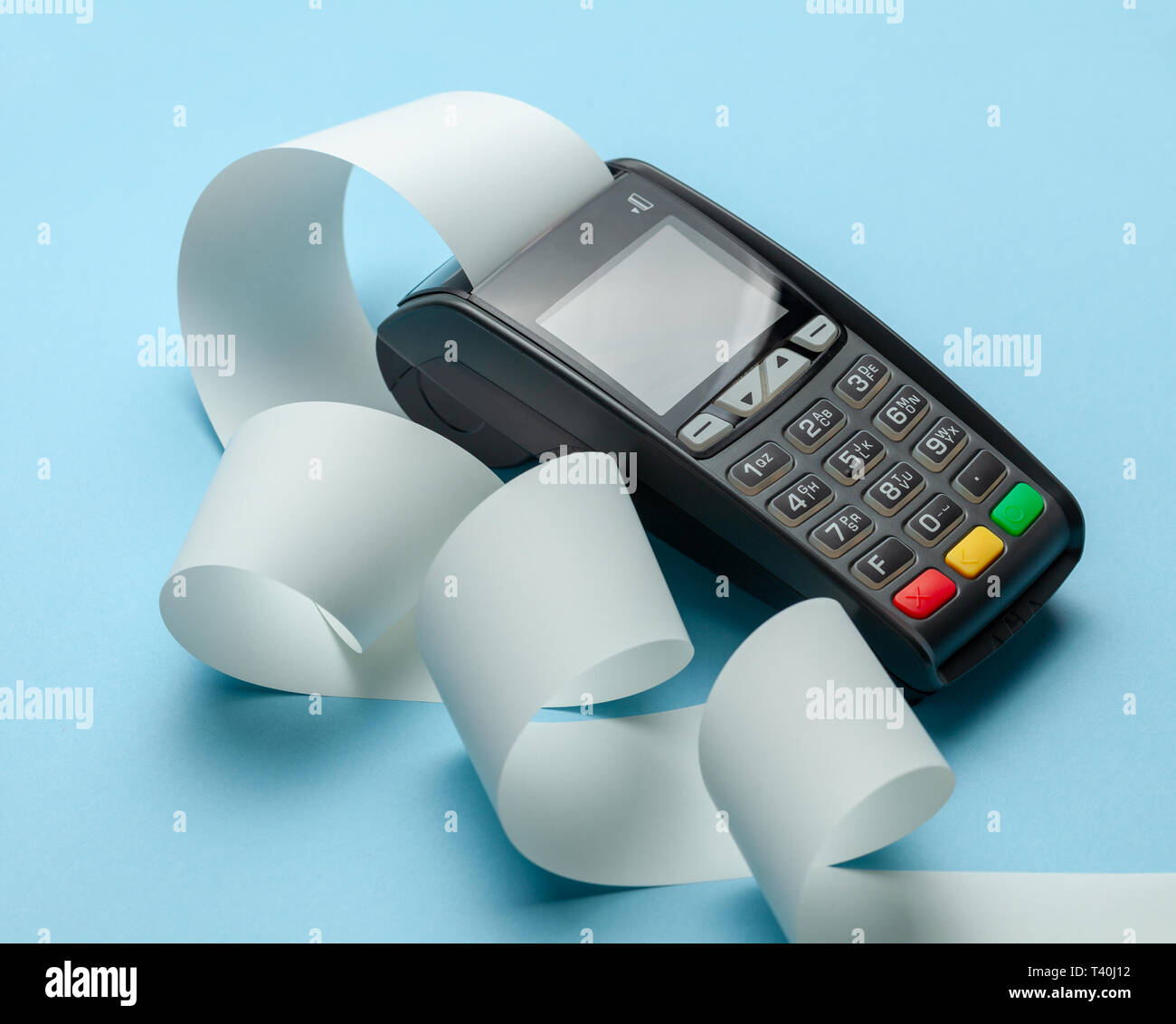 Terminal cash register machine POS for payments and long roll cash tape