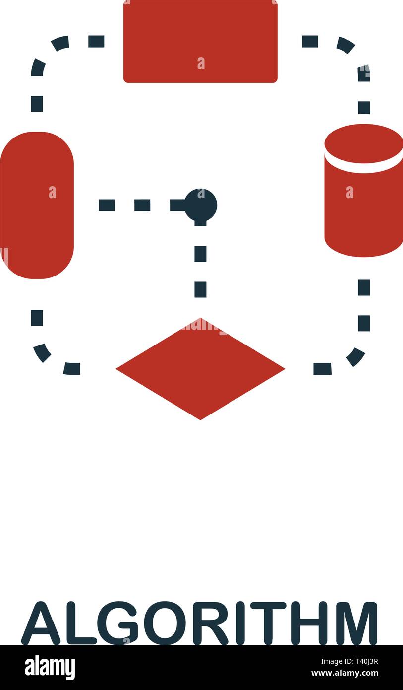 Algorithm icon in two color design. Red and black style elements from ...