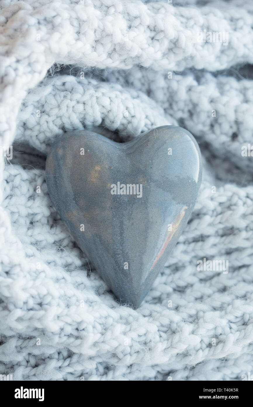 Love stone. Grey heart shape Stock Photo