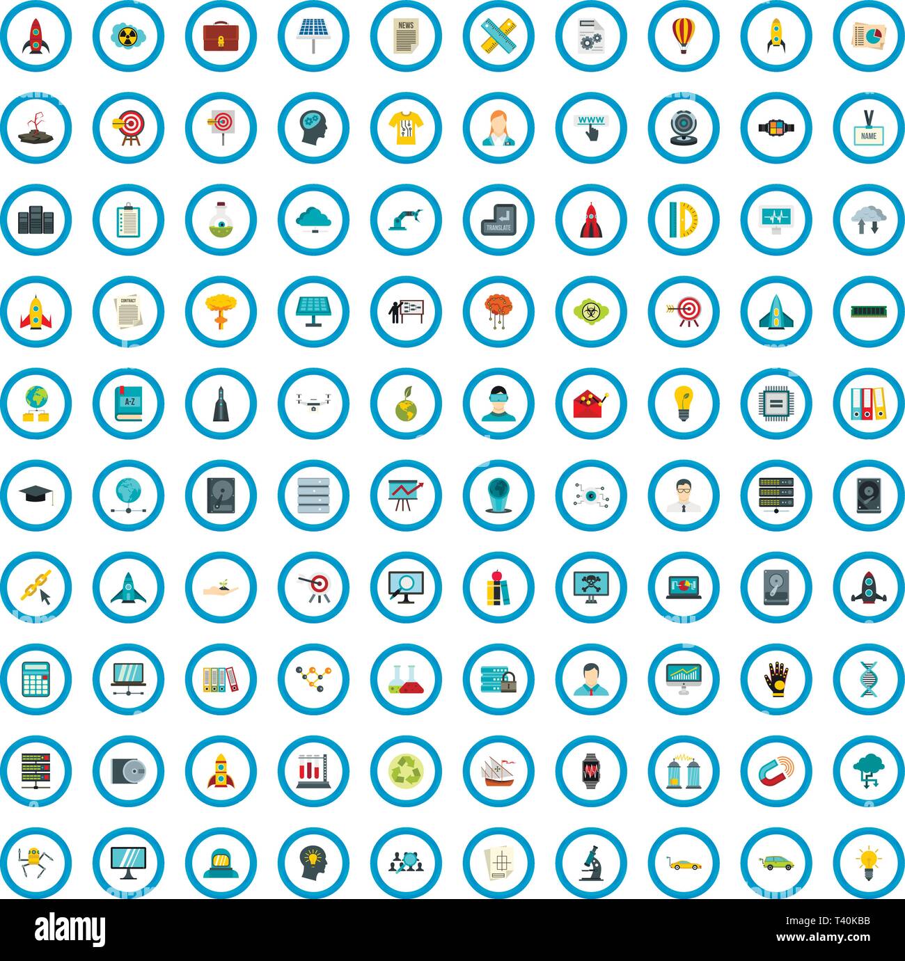 100 science icons set, flat style Stock Vector Image & Art - Alamy