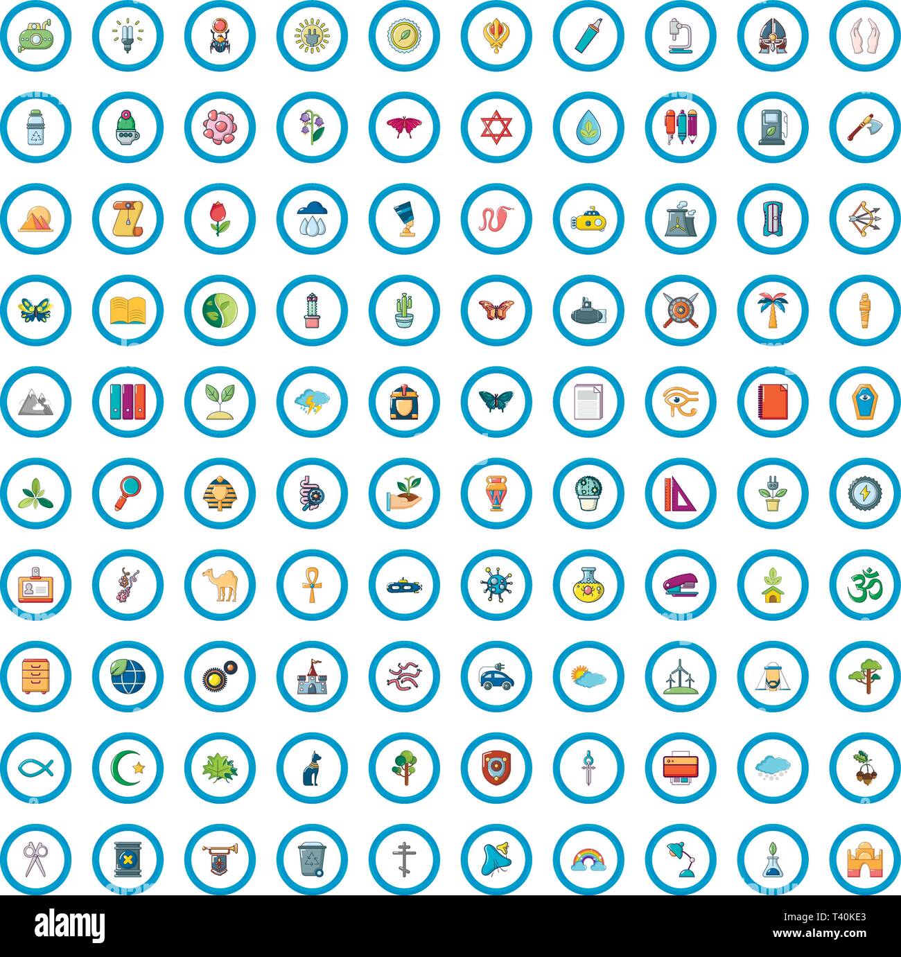 100 science brainstorm icons set, cartoon style Stock Vector Image ...