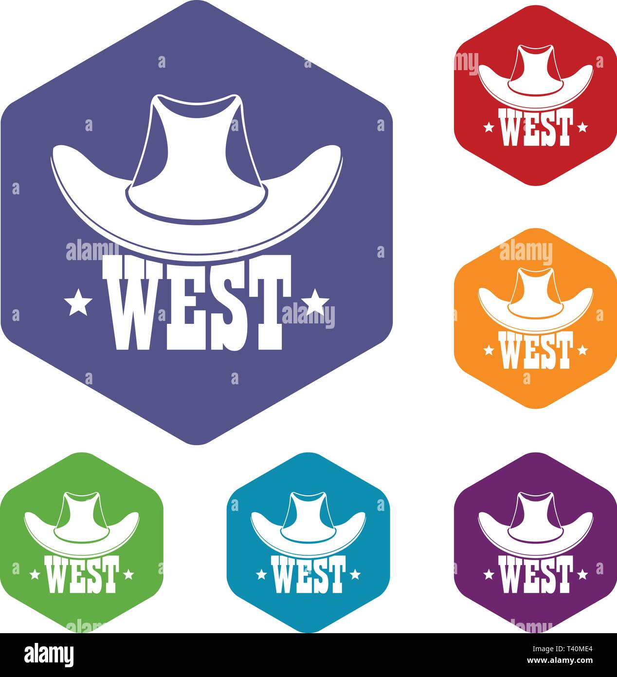 West icons vector hexahedron Stock Vector