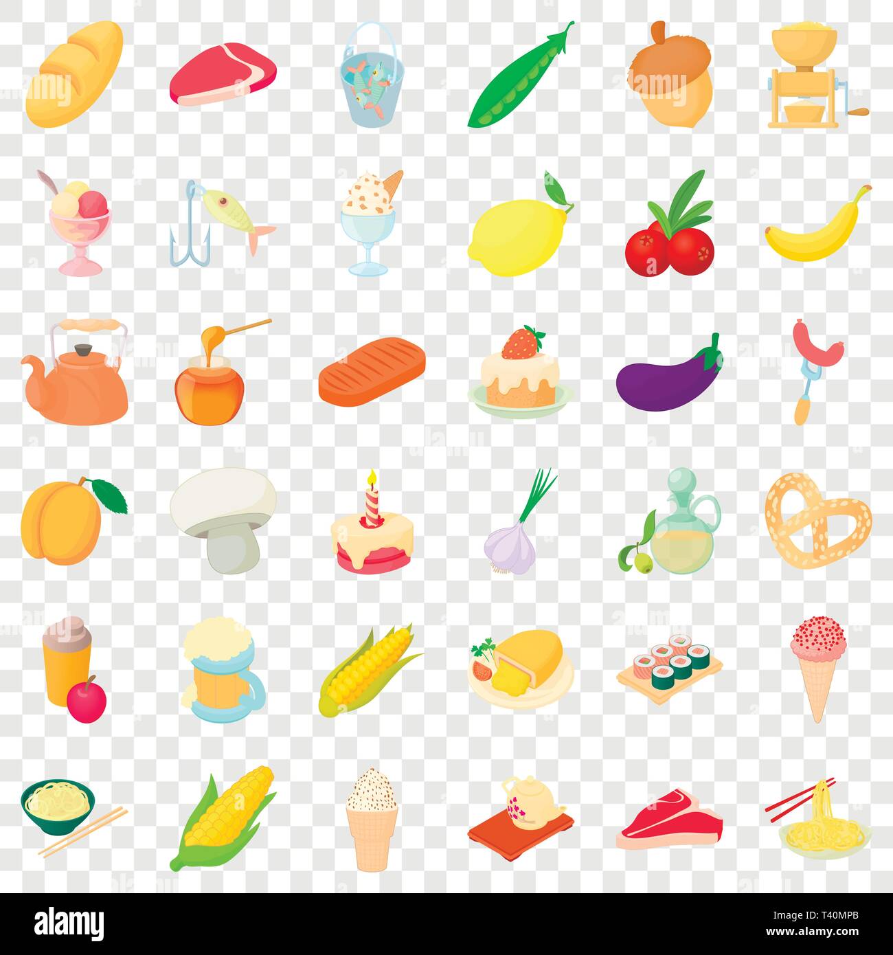 Breakfast icons set, cartoon style Stock Vector Image & Art - Alamy