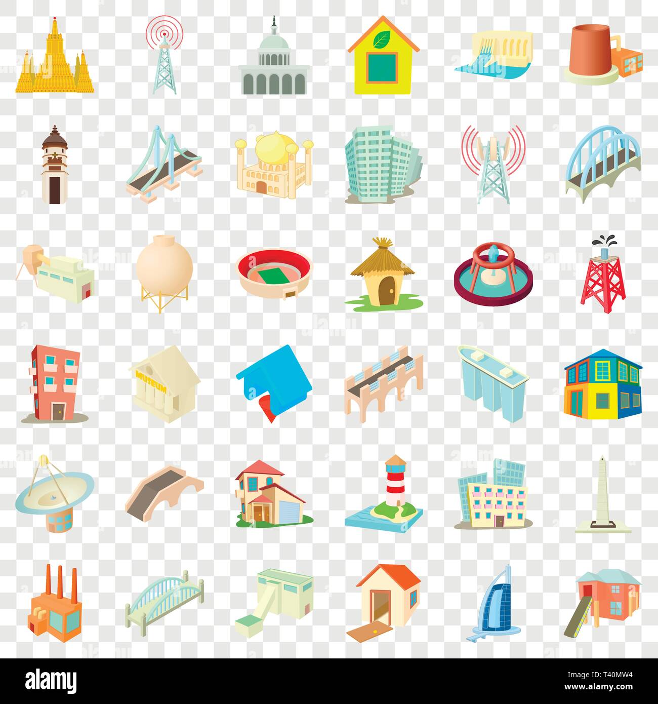 Building icons set, cartoon style Stock Vector Image & Art - Alamy