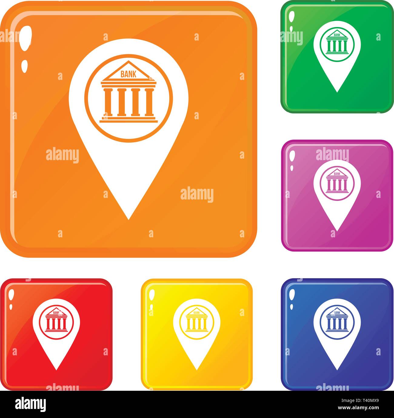 Map pin icons set vector color Stock Vector