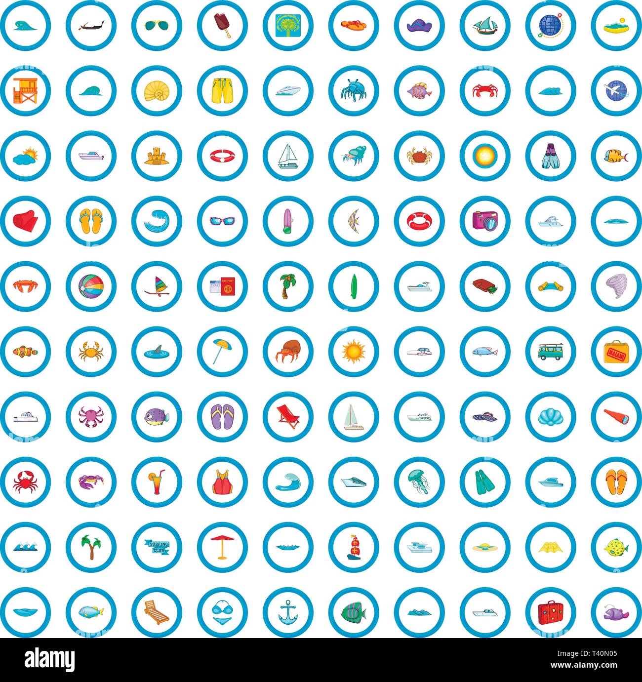 100 sea tourism icons set, cartoon style Stock Vector Image & Art - Alamy