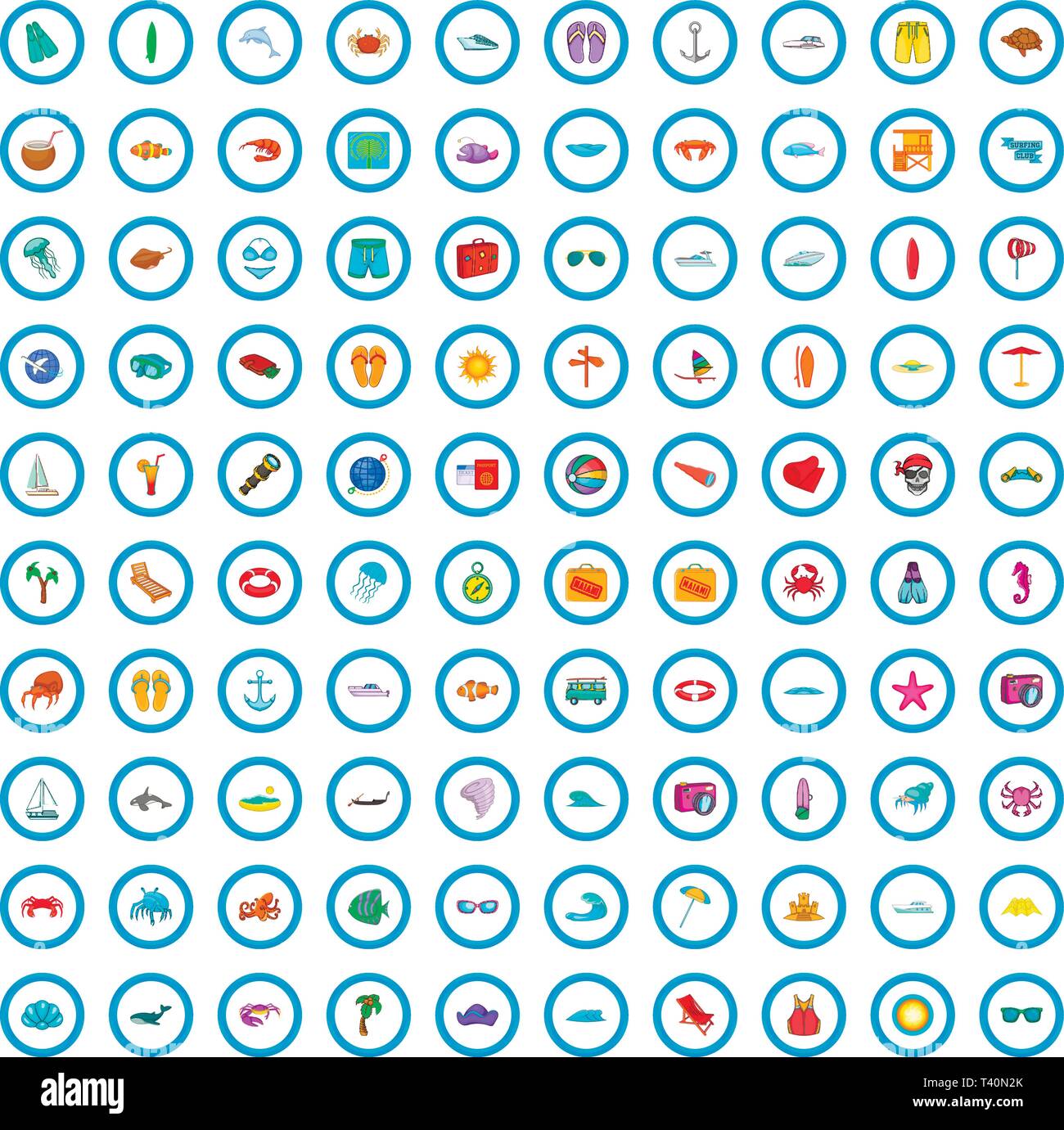 100 sea travel icons set, cartoon style Stock Vector Image & Art - Alamy