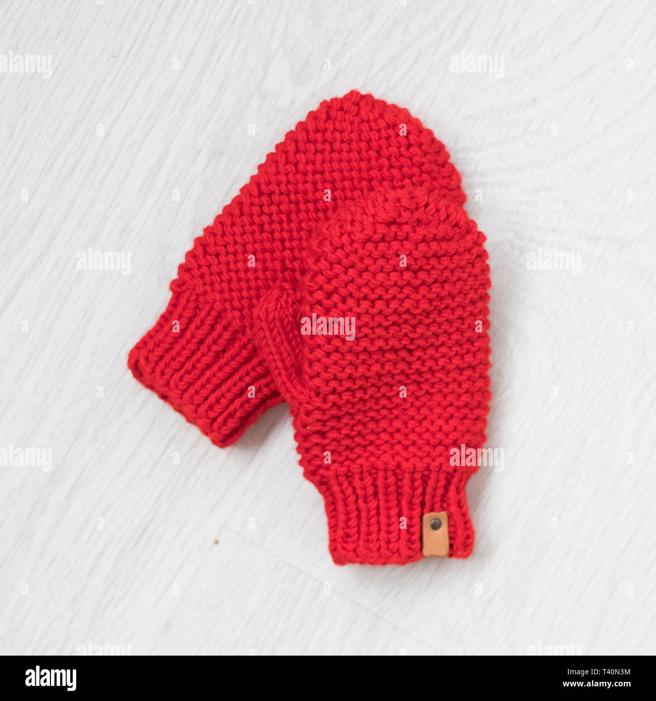 cute cozy knitted children winter mittens Stock Photo Alamy