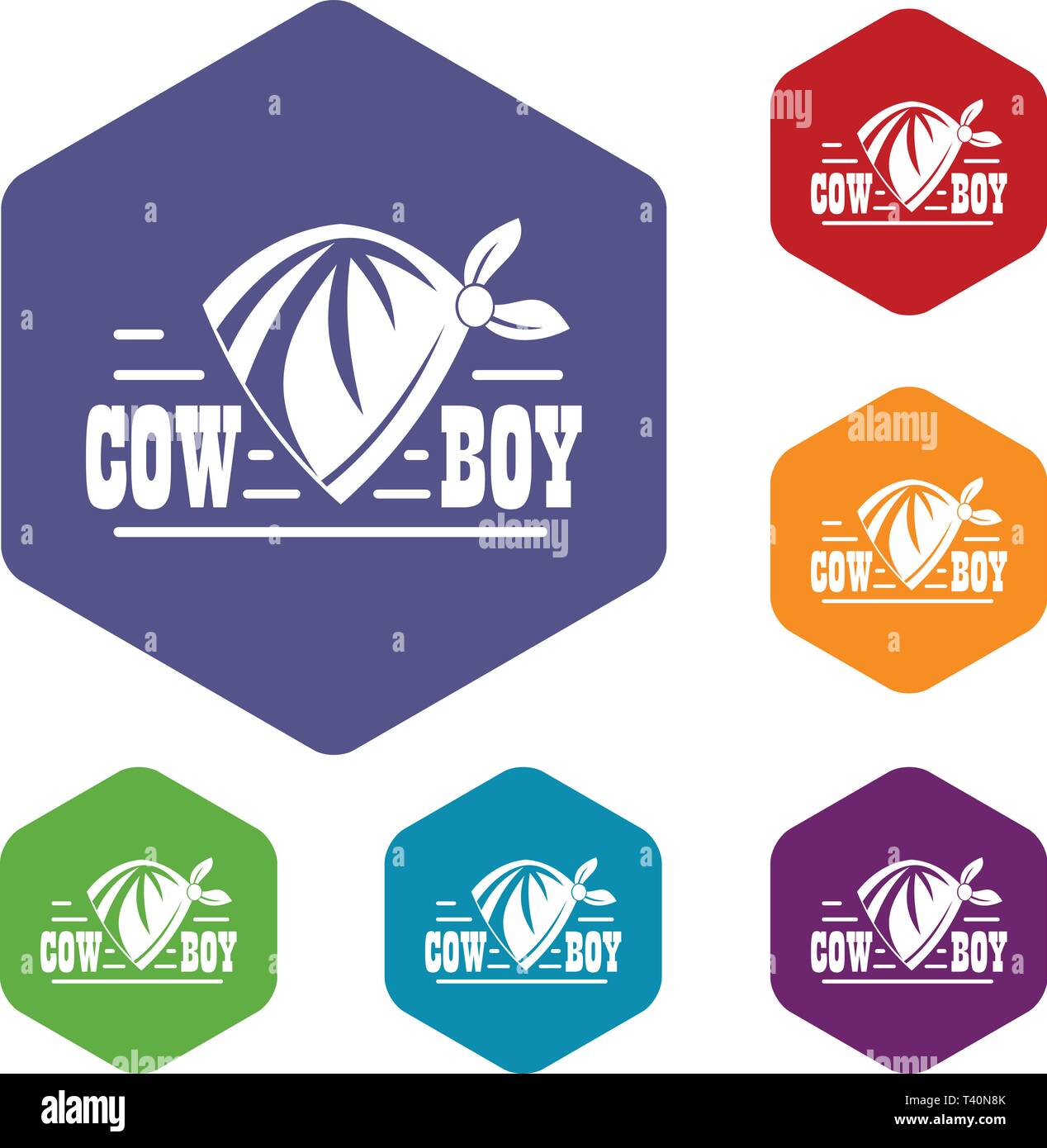 Cowboy icons vector hexahedron Stock Vector