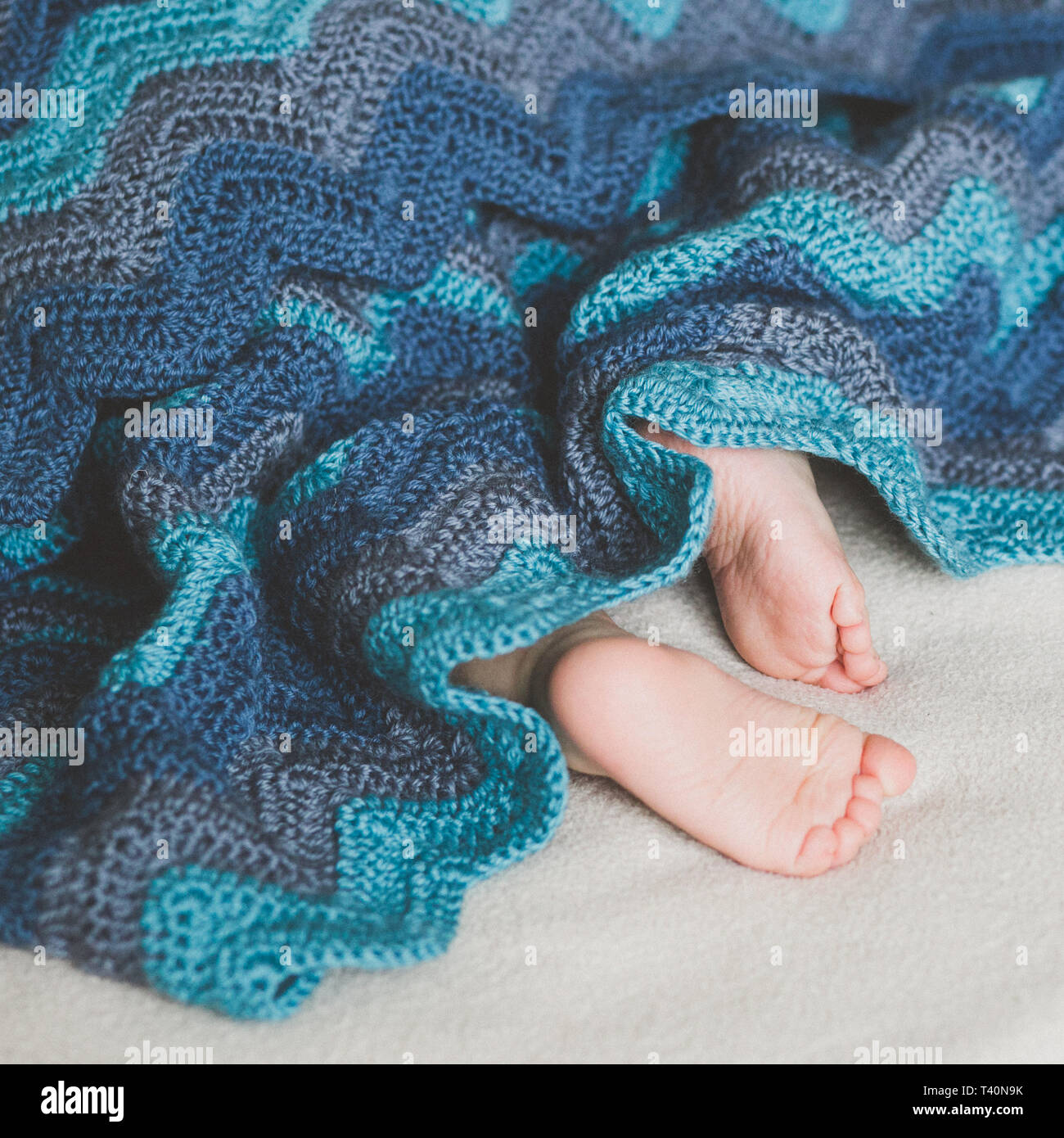 Newborn baby feet. Close up of newborn baby feet covered with the