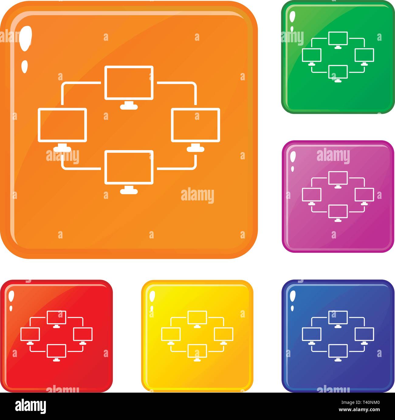 Computer transmission information icons set vector color Stock Vector ...