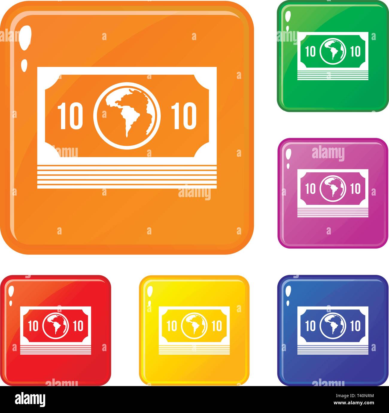 Money stack icons set vector color Stock Vector Image & Art - Alamy
