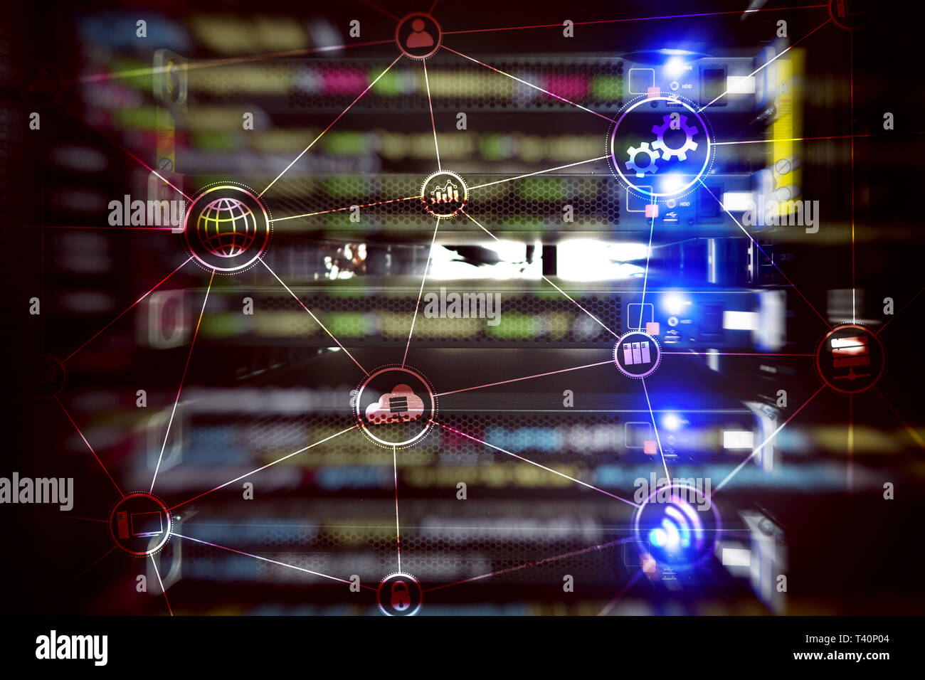 Technology infrastructure cloud computing and communication. Internet ...